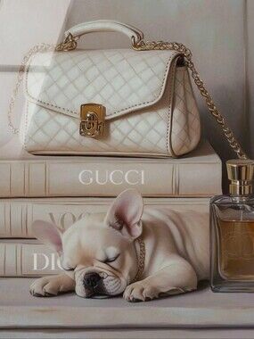 Design District Frenchie Gucci Bookstack Framed Wall Decor